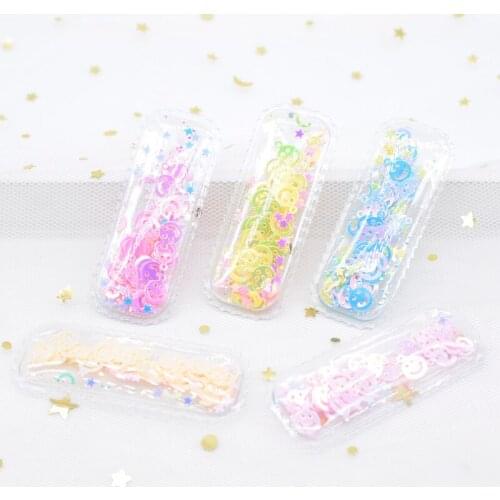 10Pcs 58mm Transparent PVC Smile Sequin Back Opening Lace BB Clip Applique for DIY Baby Headwear Girl Hair Clips Accessories L02