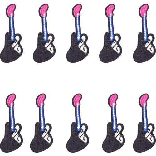 10 pcs Punk Guita patches badges for clothing iron embroidered patch applique iron on patches sewing accessories for DIY clothes