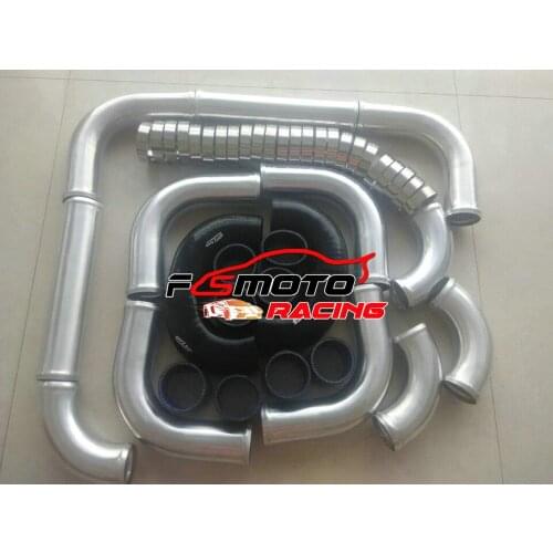 12PCS 76mm 3" PIPE Aluminum Universal Intercooler Turbo Piping kit pipe+ Black hose T-Coupler