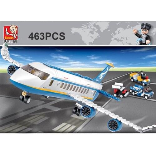 463Pcs Sluban City Airport Airbus Aircraft Airplane Plane Avion Model Building Blocks Bricks Toys For Children Gift M38-B0366