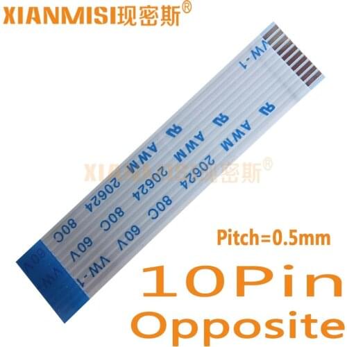 10Pin Flexible Flat Cable FFC Opposite Side 0.5mm Pitch AWM 20624 80C 60V Length 5cm 8cm 10cm 15cm 20cm 25cm 30cm 35cm 5PCS