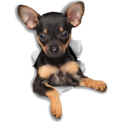 B0591# 13CM 17CM Self-Adhesive Decal 3D Toy Terrier Puppy Breed Dog Car Sticker Waterproof Auto Decors on Bumper Rear Window