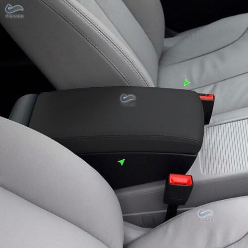 Black-red line PU Leather w/ Sponge Car Accessories Center Console Lid Armrest Box Cover Trim For VW Passat B6 2005 - 2008 2009