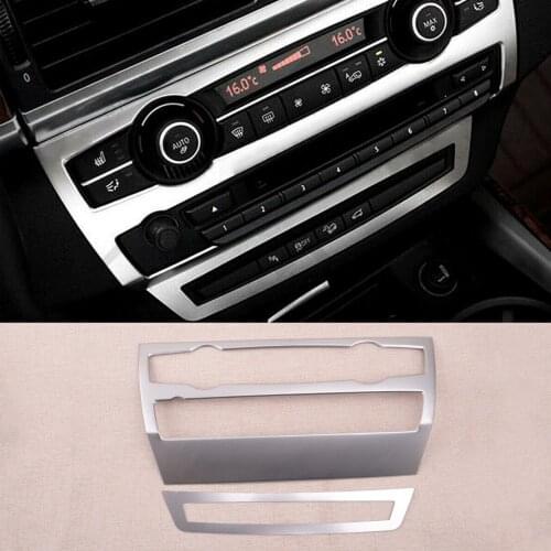 CITALL 2pcs/Set Interior Center Console CD Panel Cover Trim Fit for BMW X5 E70 X6 E71 2009 2010 2011 2012 2013 Stainless Steel