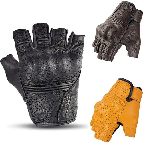 E-RIIL Goat Leather Motorcycle Gloves Protective Gears Motocross Accessories 2021 Summer Men Half Finger Riding Motorbike Gloves