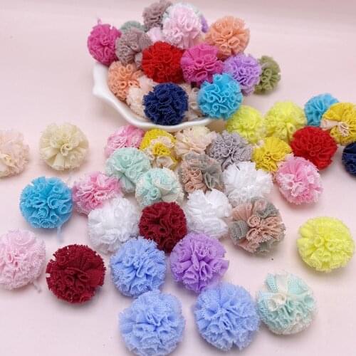 50Pcs Elastic Mesh Flower Ball For DIY Children Hair Clip Accessories Artificial Fabric Flowers For Headbands Accessories 2.5cm