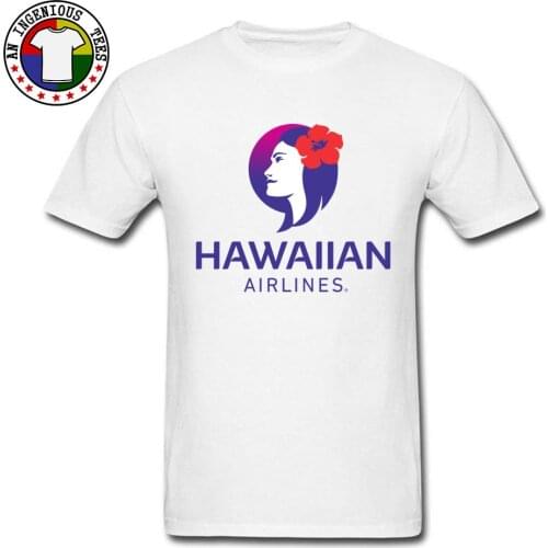 Hawaiian Airlines Print T-Shirts Lovers Day 100% Cotton Crew Neck Male T Shirt Funny T-Shirt Prevailing Short Sleeve Top T-shirt
