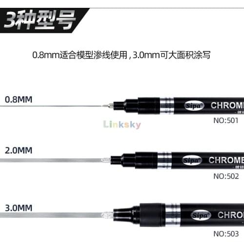 Sipa Chrome Marker - 0.8mm, 2.0mm and 3.0mm ,Apply To Smooth Surfaces for A Mirror-like Effect, Write on Glass and Plastic