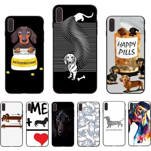 IMIDO I love Dachshund TPU Soft Back Cover For Iphone 6 6S 6PLUS 6SPLUS 7 8 7PLUS 8PLUS X XS XR XSMAX 5 5S SE