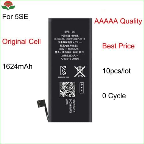 ISUN 10pcs/lot original quality 0 Cycle brand new 1624mAh Li-ion internal battery for iphone 5SE battery replacement