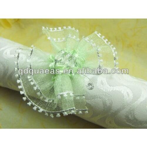 Napkin rings light green silk lace flower wedding decoration, napkin holder