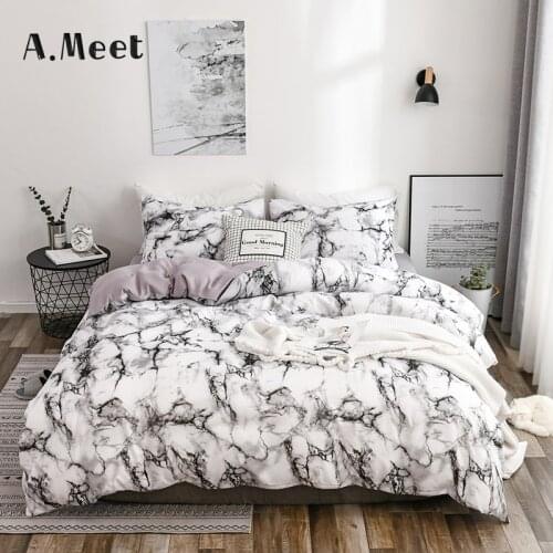 Marble Pattern Printed Bedding Set Texture White Black Blue Pink Brown Purple Hot Sale No Filler Pillowcases Cover Set Nordic