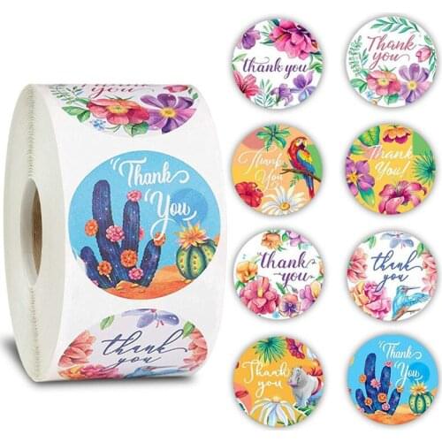 Pretty 500pcs Round Floral New Styles Thank You Stickers Seal Label for Wedding Favor Party Handmade Envelope Stationery Sticker