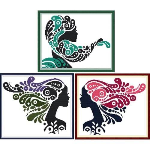 Joy Sunday Long hair flying counted 14CT cross stitch set DIY DMC Chinese print on canvas cross stitch Embroidery kit Home decor