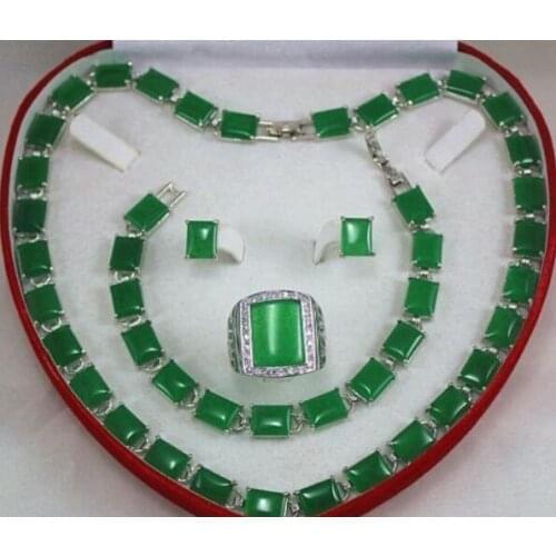 Jewelry green Bracelet/ Earrings /Ring / Necklace Set Handcrafted Jewelry
