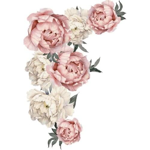 Peony Wall Sticker New Arrival Pink White Flower Print Wallpaper Nursery Decals Home Decor Girls Living Room Decorative Floral