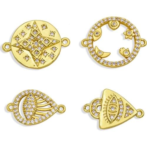 OCESRIO Brass Gold Plated Zircon Charms for Bracelet Making Charm Pendants for Jewelry Making Jewelry Making Supplies chma081