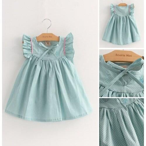 Girl Clothing Baby Girl Summer Embroidery Dress Top Kids Flying Sleeve Dress