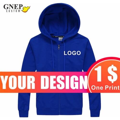 Pure Color Zipper Sweatshirt Custom Street Trend Sports Hoodie Outdoor Casual Jacket Can Embroider Logo GNEP2020 New