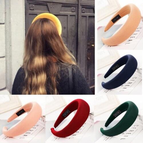 Sweet Sponge Padded Headband Solid Color Suede Hair Hoop Bands For Women Girls Wild Hair Accessories Head Women Bezel Hairbands