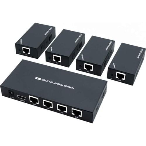 Super Quality 200ft 1x4 HDMI Splitter Extender 60m Over UTP RJ45 Cat5e Cat6 Cable Support HD 1080P 1 Transmitter To 4 Receivers