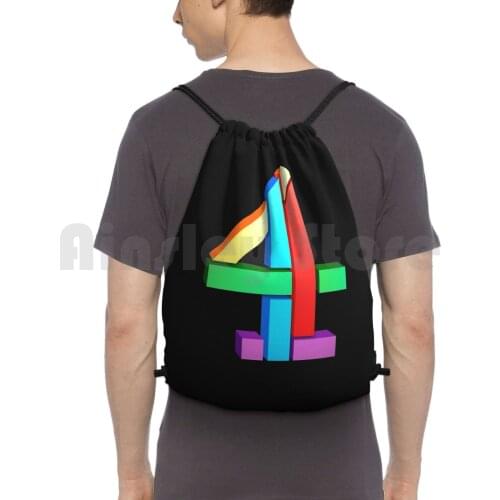 Channel 4 Retro Logo Backpack Drawstring Bag Riding Climbing Gym Bag Retro Tv Logo Channel 4 Itv Region Franchise