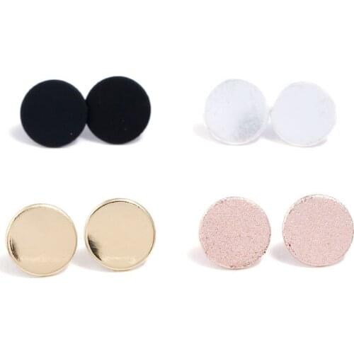 New 4Pairs/set Round Stud Earrings Set Silver Black Pink Gold Mix Color Stud Earring For Women 2019 Bijoux Jewelry
