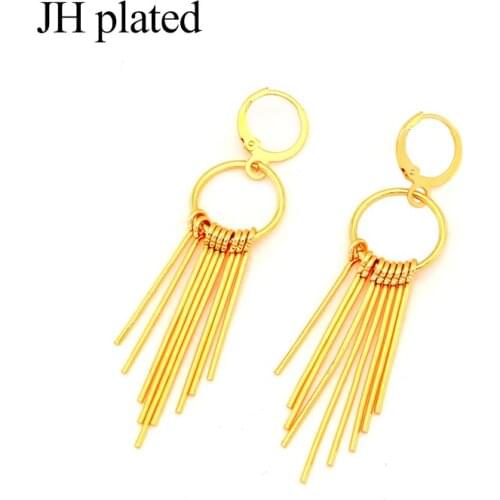 JHplated 2019 Earrings Indonesia,Round long style Nigeria,Middle east Ethiopian Fashion Girl Jewelry,Africa Earrings for Women