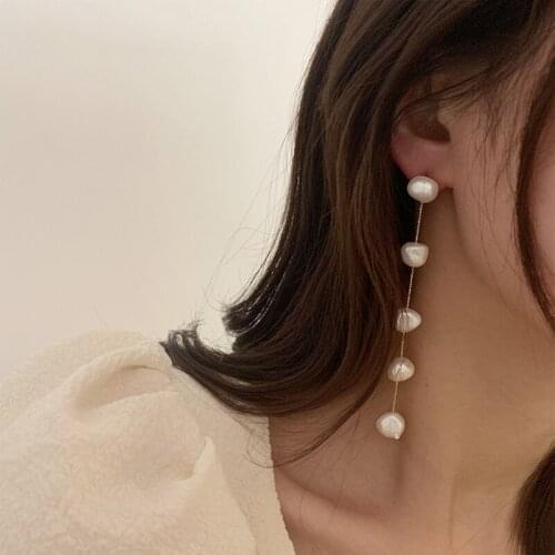 Huge Bud Elegant Natural Pearl Dangle Earrings Long Eardrop for Women Engagement Wedding Graceful Accessories Fashion Jewelry