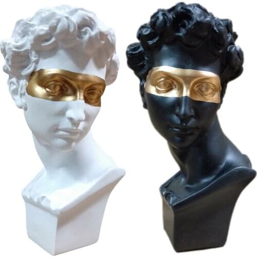 Modern Resin Blindfolded David Statue European Style Abstract Head Bust Sketch Desktop Practice Masked Sculpture Art Decoration