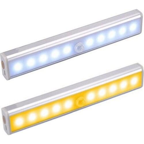 LED Motion Sensor Light Cupboard Wardrobe Bed Lamp LED Under Cabinet Night Light 6/10 LEDs PIR For Closet Stairs Kitchen Lamp