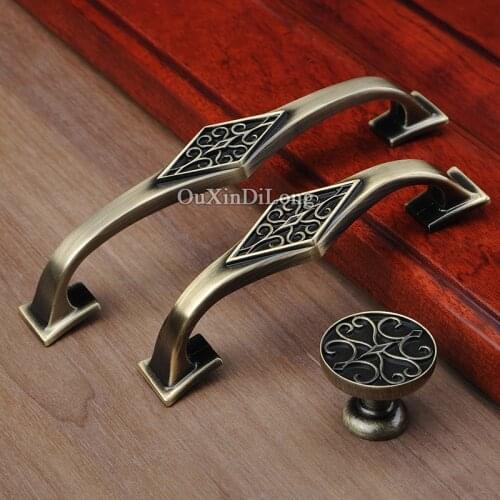 Top Designed 10PCS European Exquisite Carved Kitchen Cabinet Door Handle Cupboard Wardrobe Drawer Cabinet Pulls Handles & Knobs