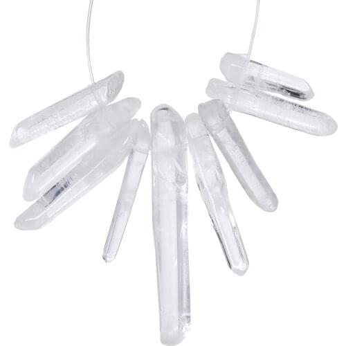 TUMBEELLUWA Crystal Points Polished Stones Loose Beads Reiki Healing Stones for DIY Jewelry Making Top Drilled,Set of 9