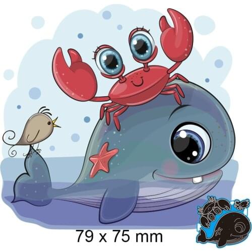 Cutting Dies Cute Whale Crab And Bird New Metal DIY Album Paper Craft Embossing Stencil Greeting Card Decoration 79*75mm
