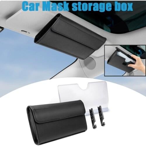 Car Mask Storage Box Sun Visor Face Mask Seal Box Holder with Hook Accessory