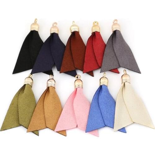 Multiple Color Choice Gold Cap Two Tablets Skirt Shape Tassels Korean Velvet Suede Tassel for DIY Earring Jewelry Craft Making