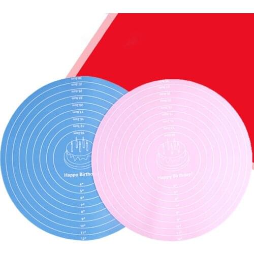 1Pcs Cake Mat Multi Purpose With Scale Pink/Blue Kitchen Accessories Silicone Round Shape Dough Pad Baking Tools Diam 30cm