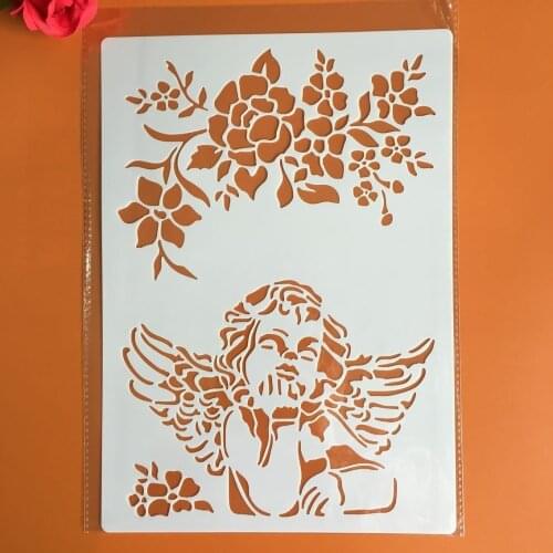 1Pcs Lucky angel A4 29cm Stencil For Painting Scrapbook Coloring Embossing Album Decorative Template mandala stencils