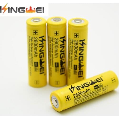 10Pcs KingWei 18650 2600mAh 3.7v Li ion Lithium Battery Rechargeable Batteries For LED Flashlight