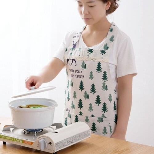 2021 Fashion Kitchen Aprons for women Christmas household Cooking Baking BBQ Apron linen Cleaning Apron