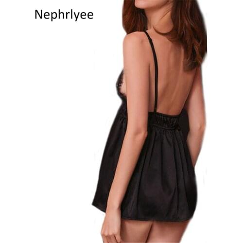 2021 backless women sleep wear nightgowns with thong sets V-neck lace sexy young girl stripe design black