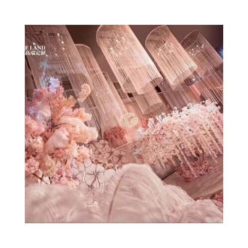 2022 New 80 cm Dia by 3M Tall tassel curtain Ceilling chandelier cover Roof Decoration Wedding Props 6pcs/lot