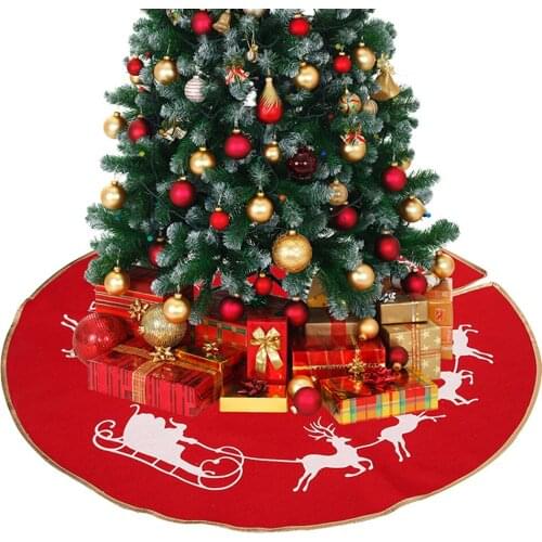 2022 New Year Christmas Tree Printed Elk Snow Pattern Skirt Home Decor Xmas Tree Mat Household Party Decoration Festival Gift