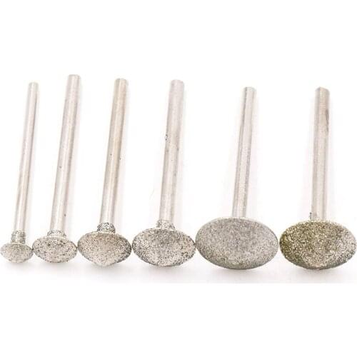 5pcs 2.35mm 3mm Diamond Grinding Head Grinding Burrs Umbrella Type Bit Set for Amber Jade Dremel Rotary Carving Tool