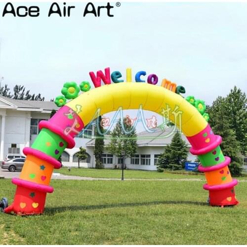 8x4m beautiful inflatable welcome arch with little heart and stars to attract kids and girls