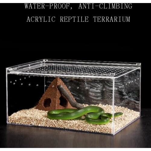 Acrylic Reptile Tank Spiders Lizard Transparent Breeding Box Sliding Lid Cover Insect Snake Pet Product Terrarium