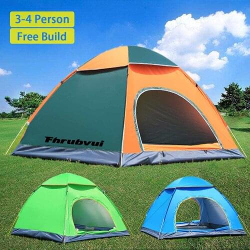 3-4 Person Automatic Pop Up Outdoor Family Camping Tent Easy Open Camp Tents Ultralight Instant Shade Portable Free Construction