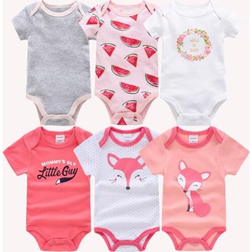 Kavkas 3 6PCS Baby Girls Bodysuit body bebe Girl Short Sleeve Summer Cotton Baby Clothes 0-12m Newborn Jumpsuit Infant Clothing