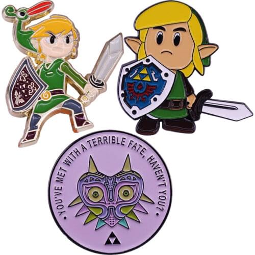 Anime The Legend of Zeldas Link Hard Enamel Pins Shield Warrior Brooches Women Men Lapel Badges Backpack Collar Fashion Jewelry
