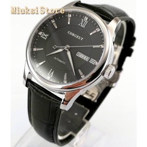 Corgeut 40mm mens top luxury mechanical watch Sapphire Crystal date 21 jewels Miyota movement Automatic Mens Wristwatch